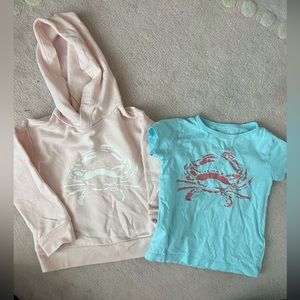 J Crew crab shirt and sweatshirt